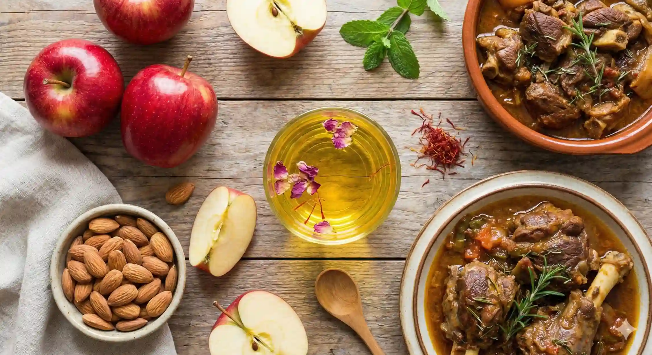 بهترین غذاهای خون‌ساز و آرامبخش شامل سیب، بادام و زعفران برای درمان افسردگی و ترس.